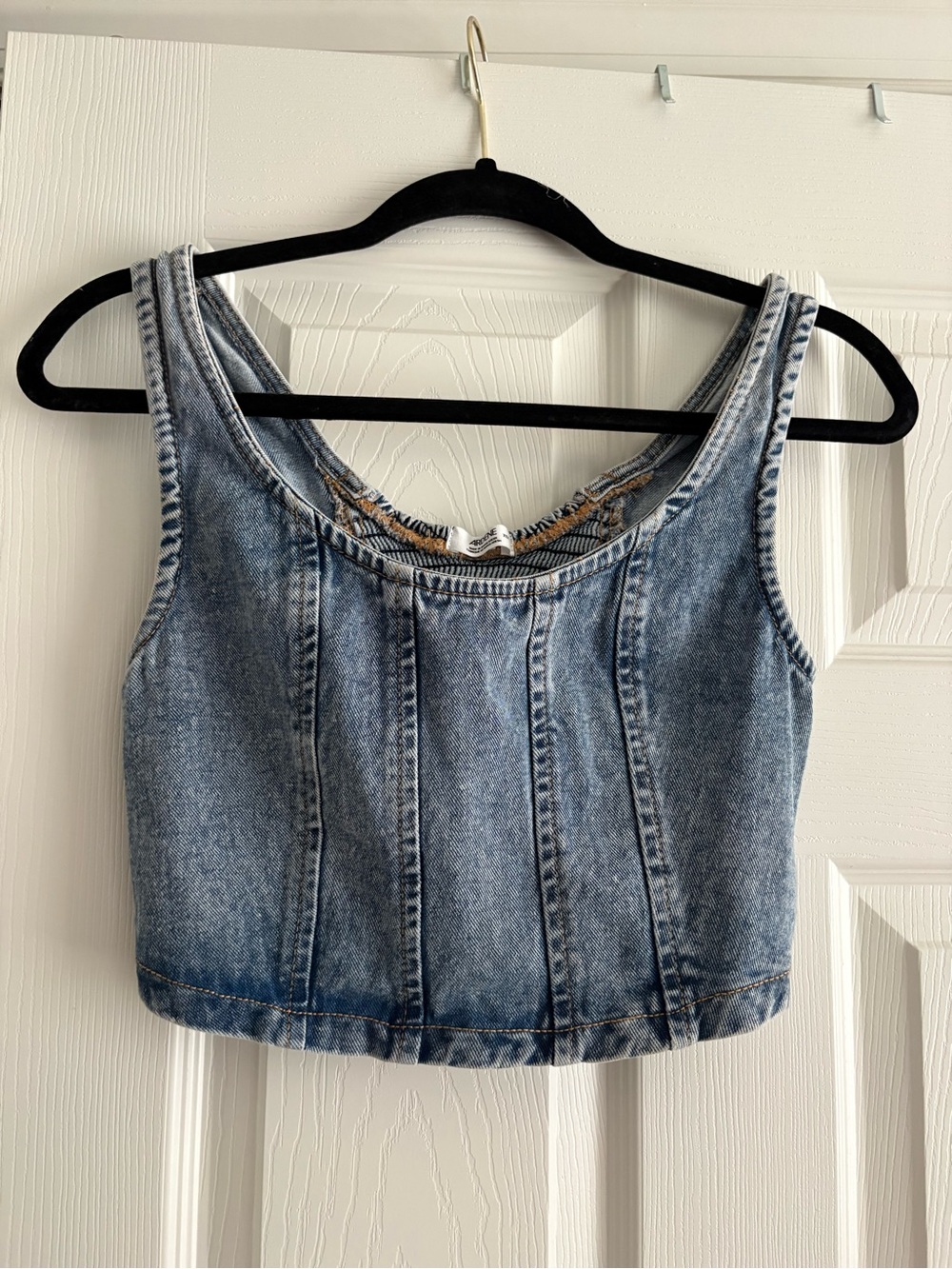 Ardene Denim Crop Tank Top - Light Blue Wash